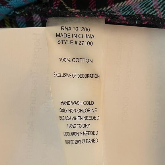 Soft Surroundings M Highlands Plaid Velvet Cuff Shirt Turquoise Pink Boho - Picture 12 of 14